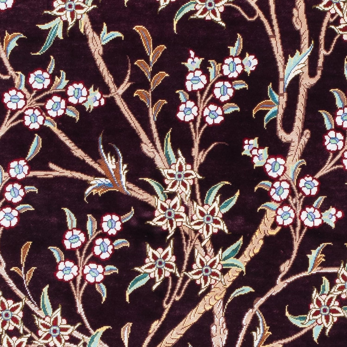 Alfombra persa - Ghom - 123 x 79 cm - rojo oscuro