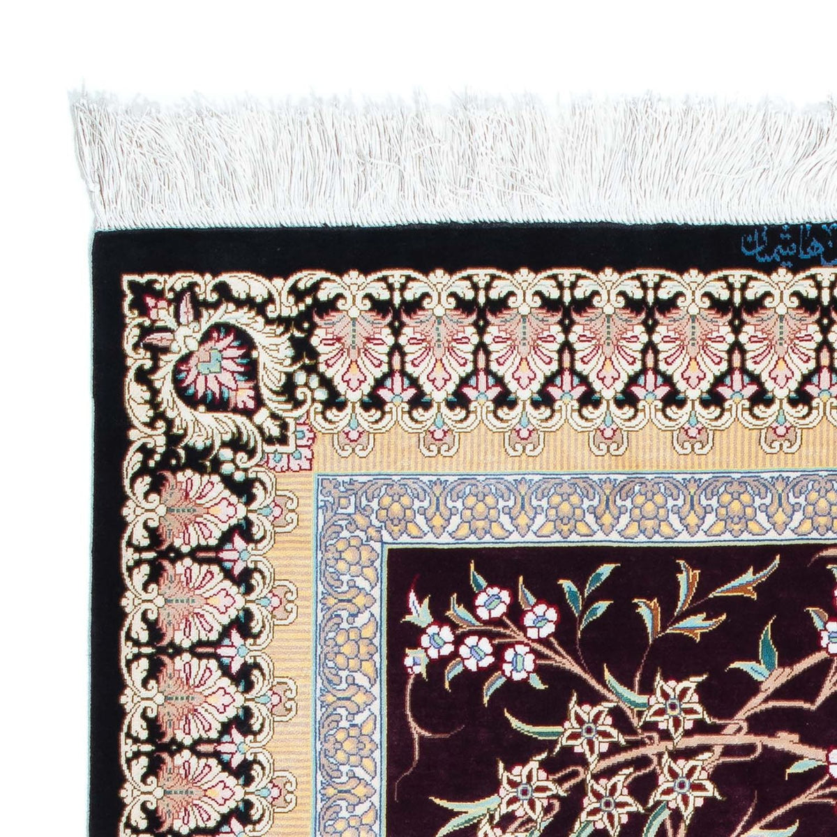 Alfombra persa - Ghom - 123 x 79 cm - rojo oscuro