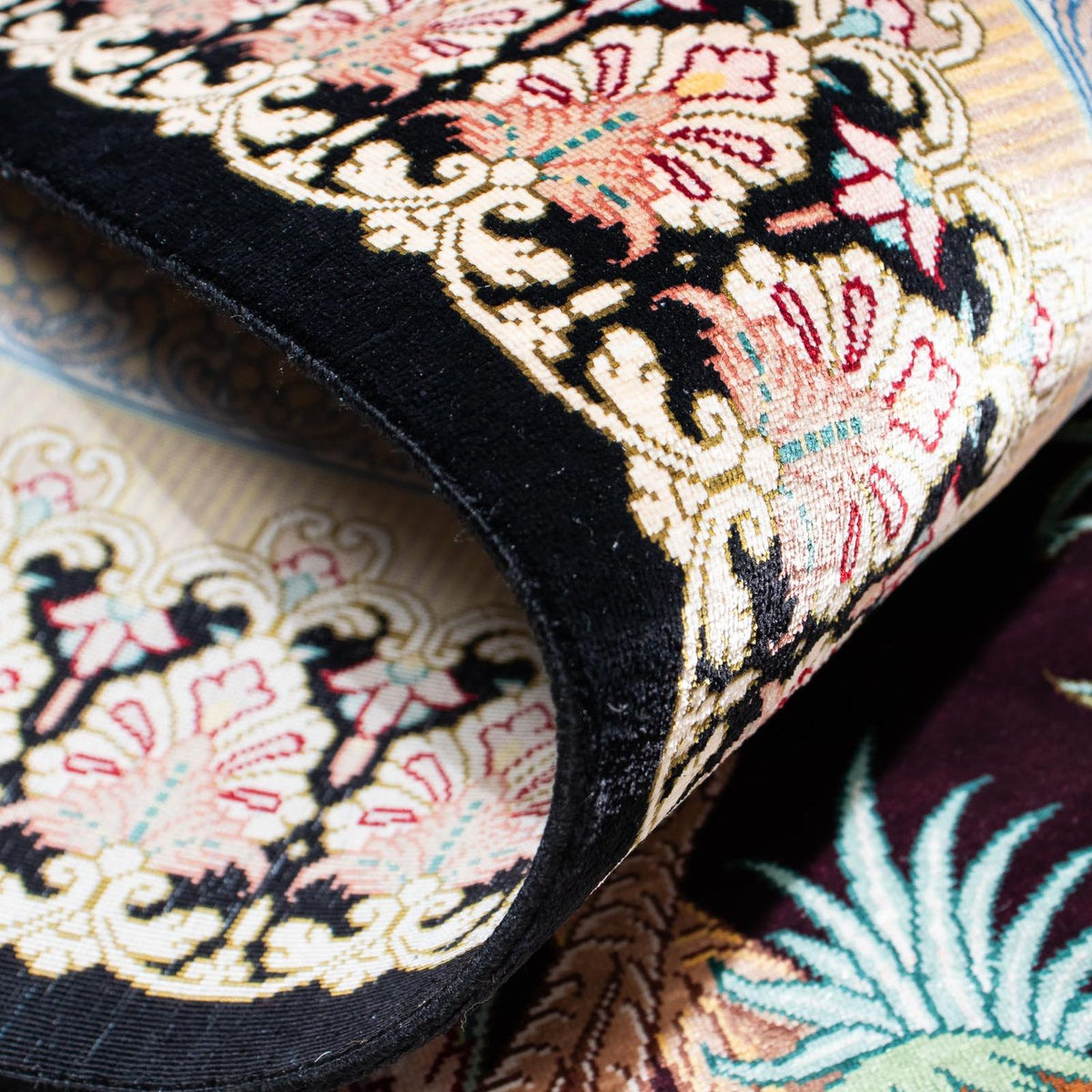 Alfombra persa - Ghom - 123 x 79 cm - rojo oscuro