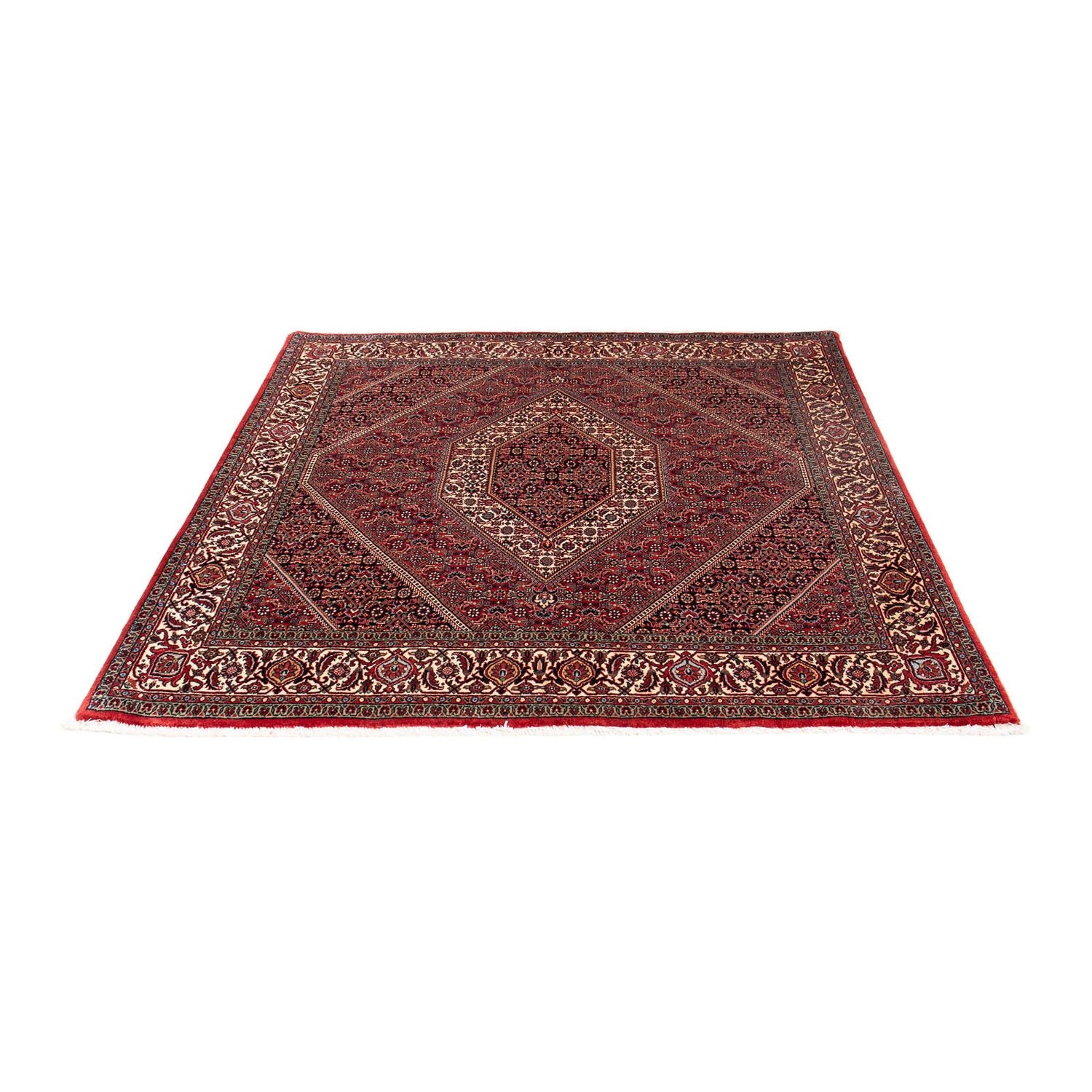 Alfombra persa - Bidjar cuadrado  - 152 x 148 cm - rojo oscuro