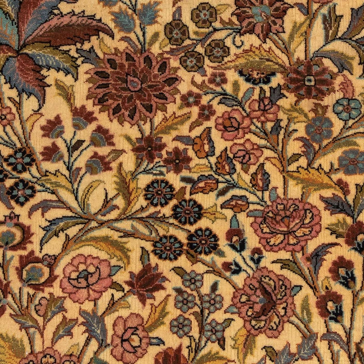 Alfombra persa - Ghom - 113 x 68 cm - amarillo mostaza