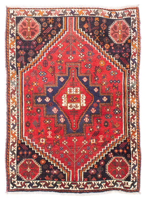 Alfombra persa - Nómada - 159 x 121 cm - rojo oscuro