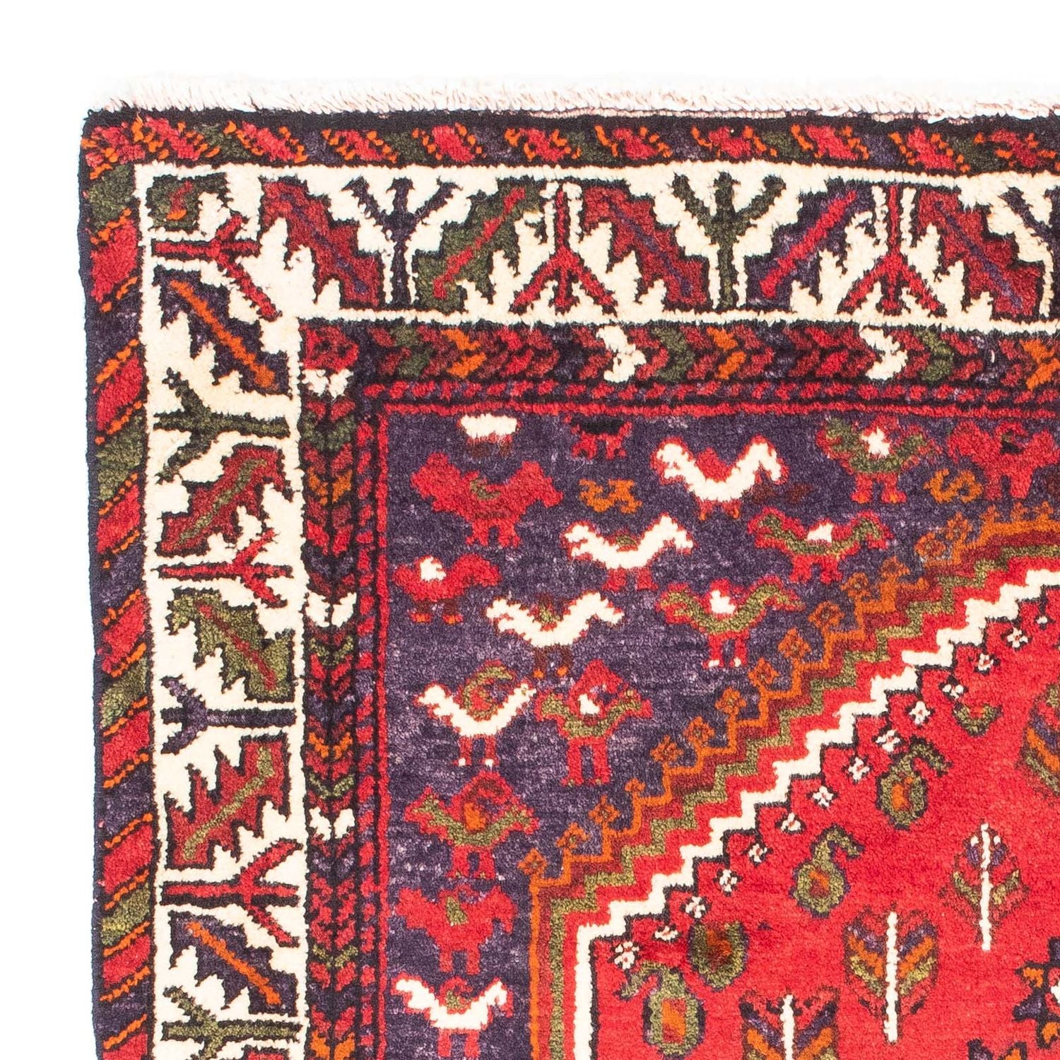 Alfombra persa - Nómada - 139 x 111 cm - rojo oscuro