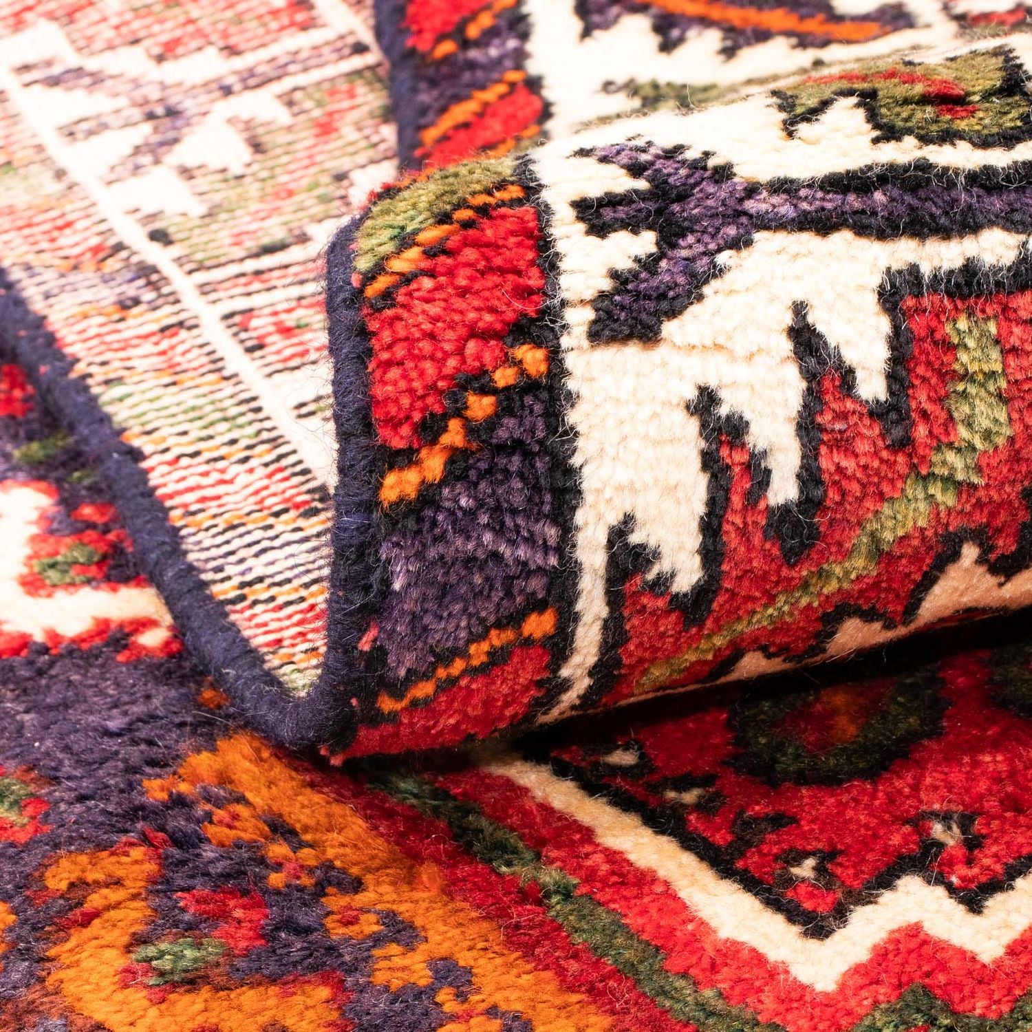 Alfombra persa - Nómada - 139 x 111 cm - rojo oscuro