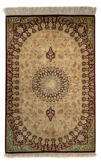 Alfombra persa - Ghom - 90 x 59 cm - marrón