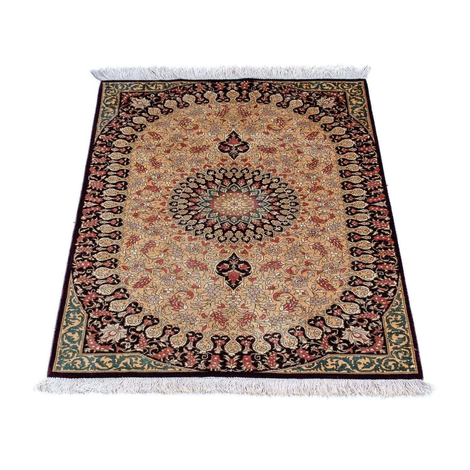 Alfombra persa - Ghom - 90 x 59 cm - marrón