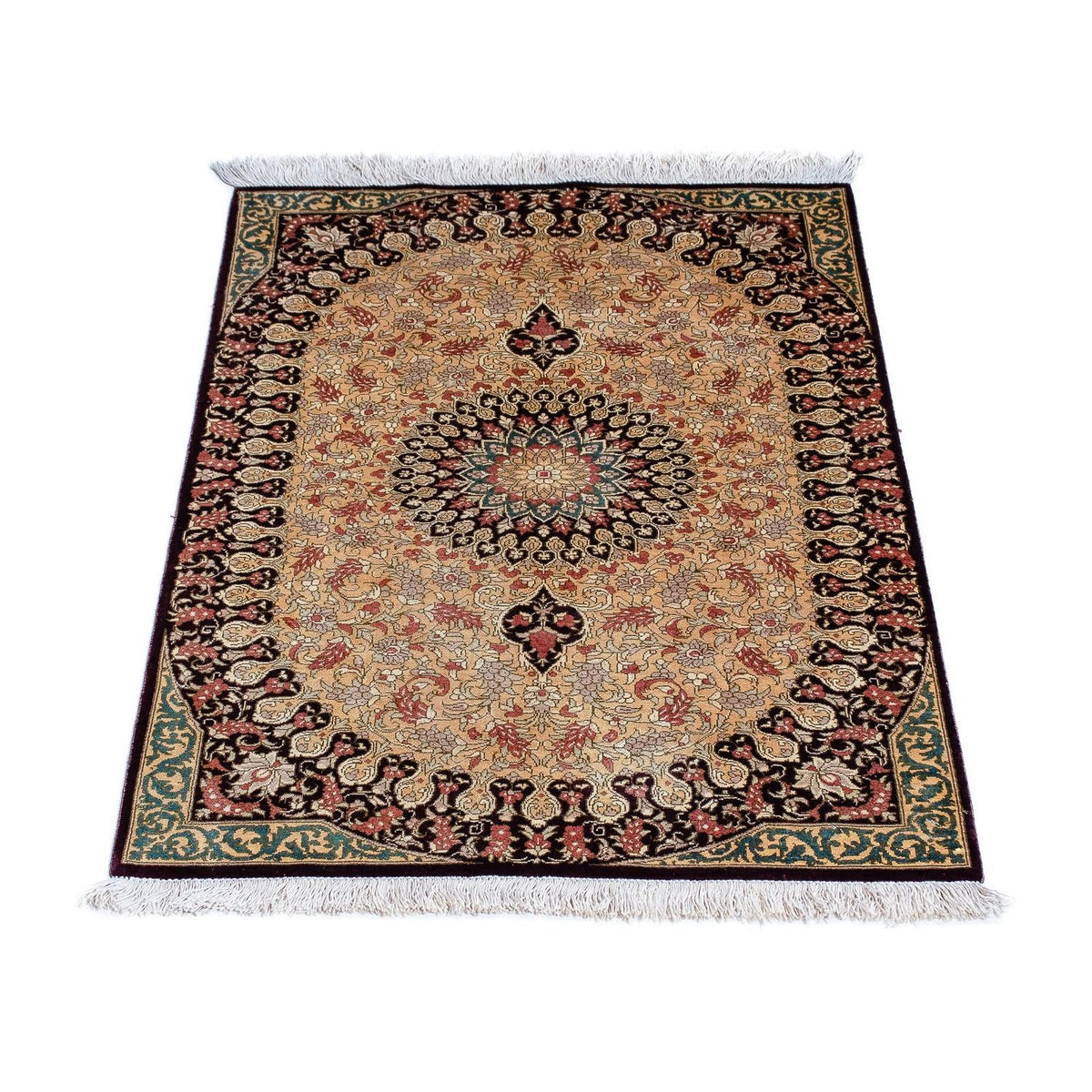 Alfombra persa - Ghom - 90 x 59 cm - marrón
