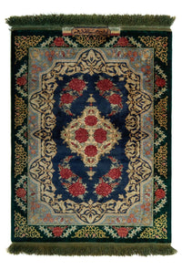 Alfombra persa - Ghom - 77 x 58 cm - azul oscuro