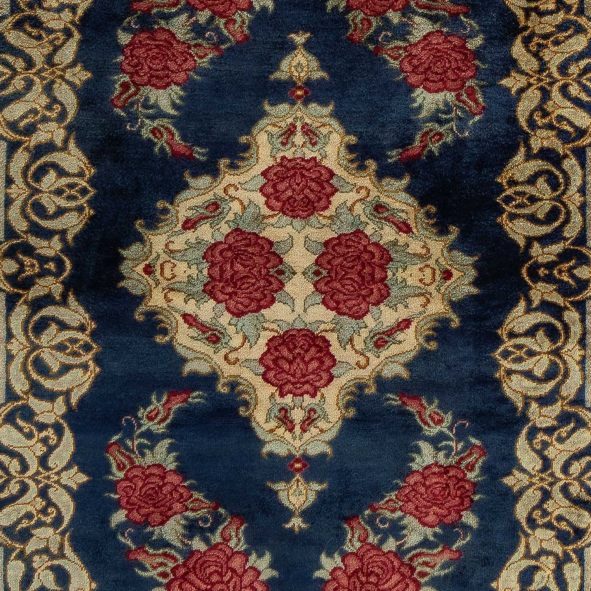 Alfombra persa - Ghom - 77 x 58 cm - azul oscuro