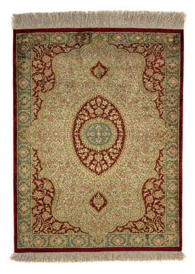 Alfombra persa - Ghom - 78 x 58 cm - rojo oscuro