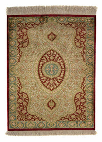 Alfombra persa - Ghom - 78 x 58 cm - rojo oscuro