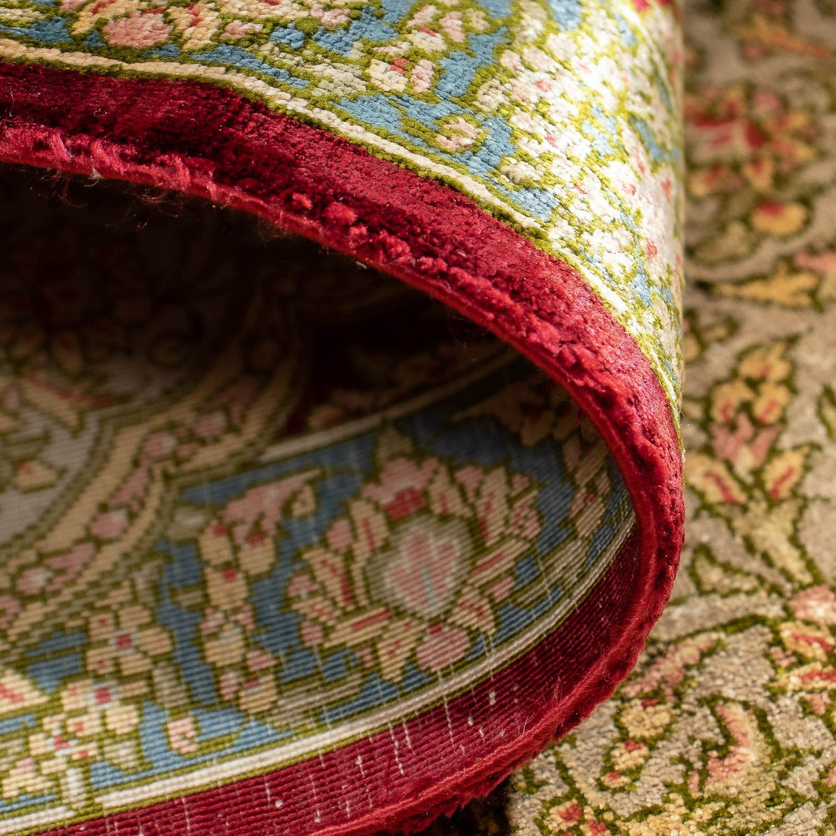 Alfombra persa - Ghom - 78 x 58 cm - rojo oscuro