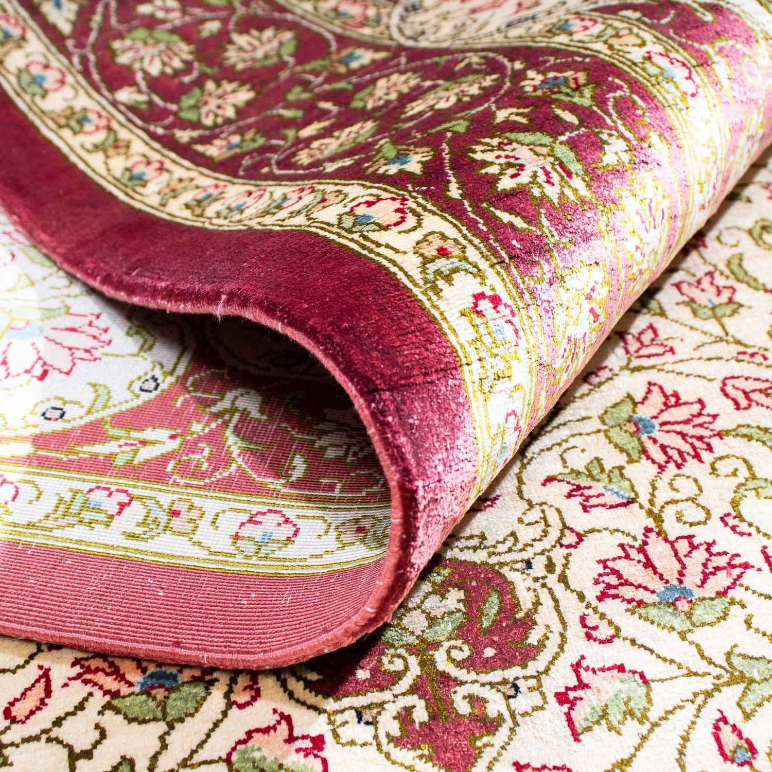 Alfombra persa - Ghom - 125 x 80 cm - beige