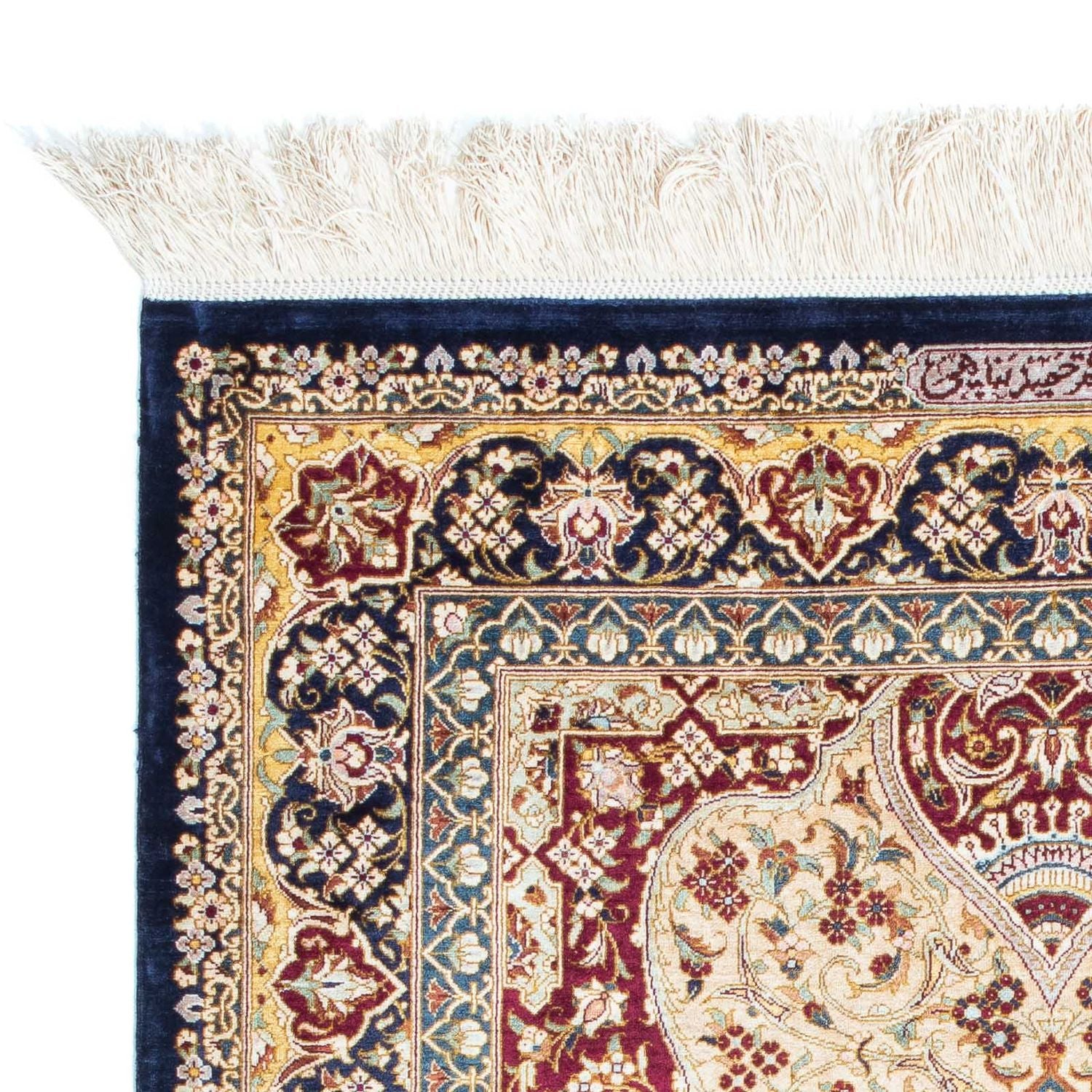 Alfombra persa - Ghom - 123 x 77 cm - azul oscuro