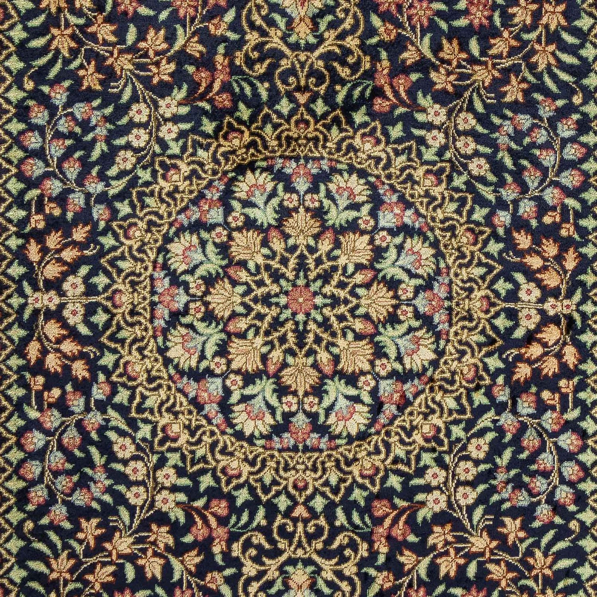 Alfombra persa - Ghom - 91 x 61 cm - azul oscuro