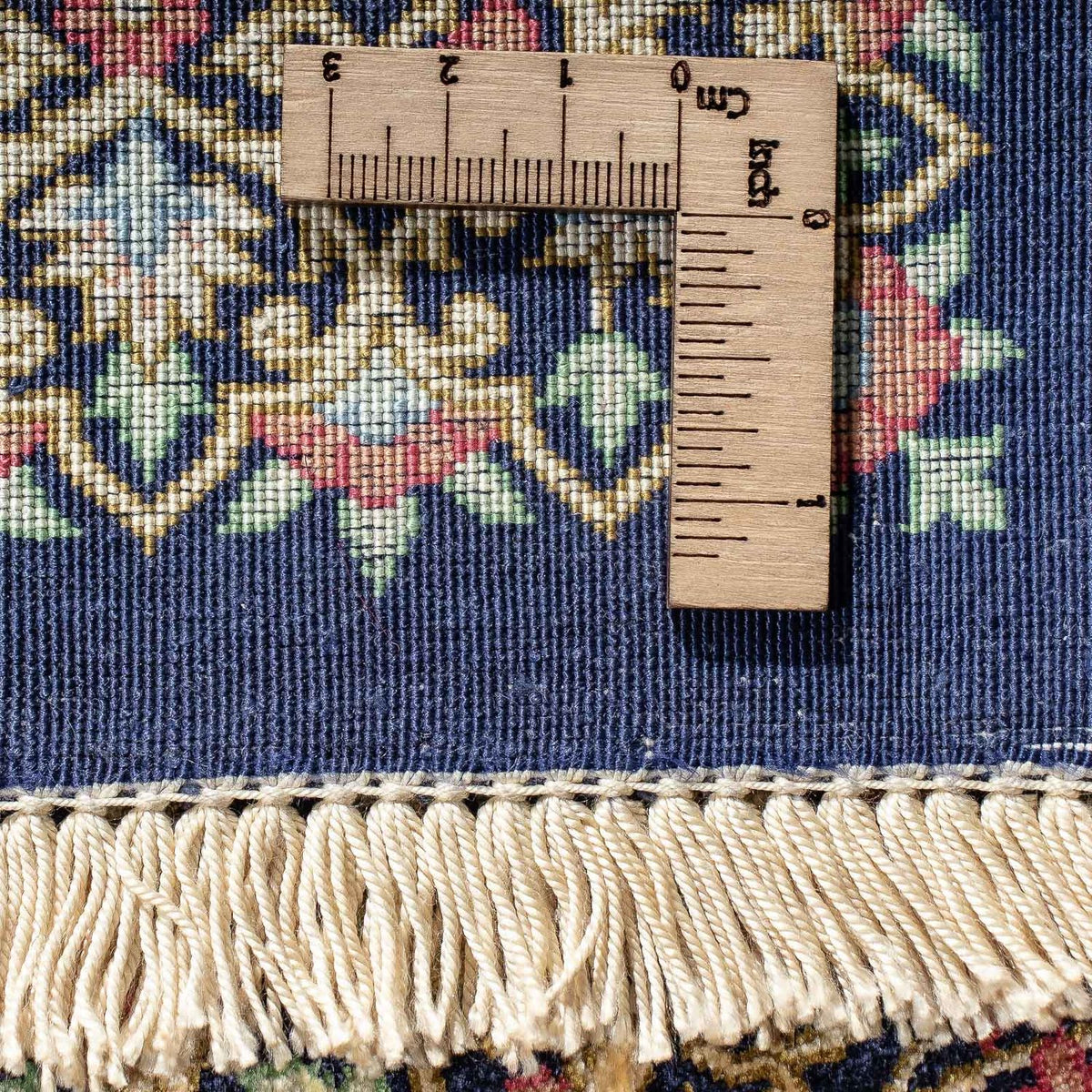 Alfombra persa - Ghom - 91 x 61 cm - azul oscuro