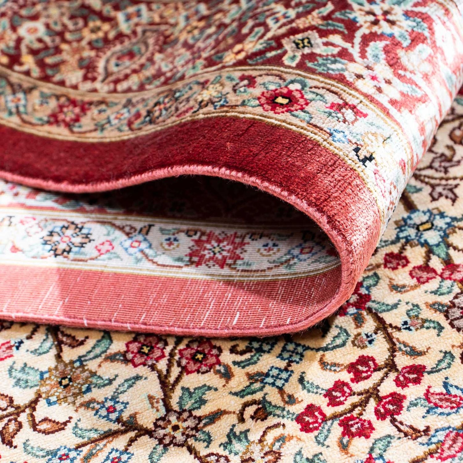 Alfombra persa - Ghom - 122 x 79 cm - beige