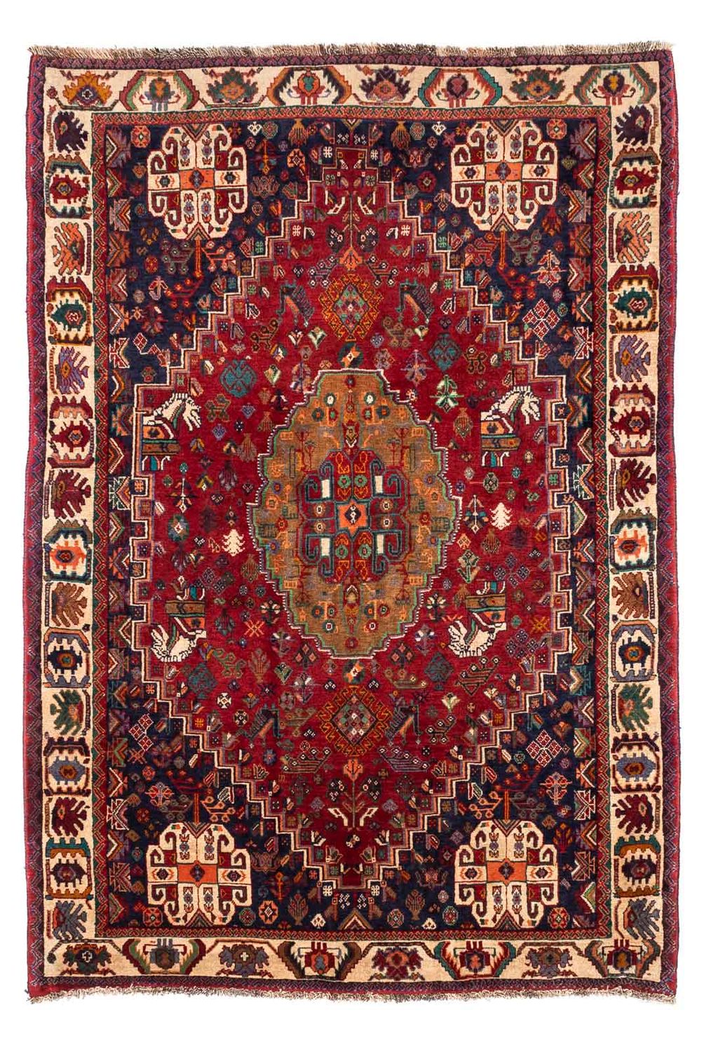Alfombra persa - Nómada - 242 x 158 cm - rojo oscuro