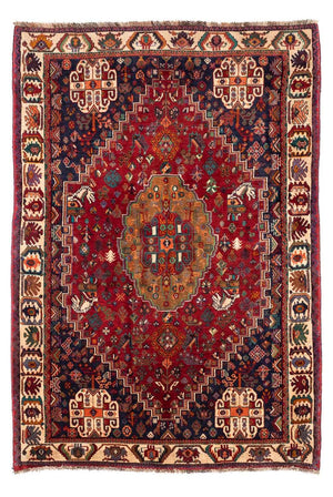 Alfombra persa - Nómada - 242 x 158 cm - rojo oscuro