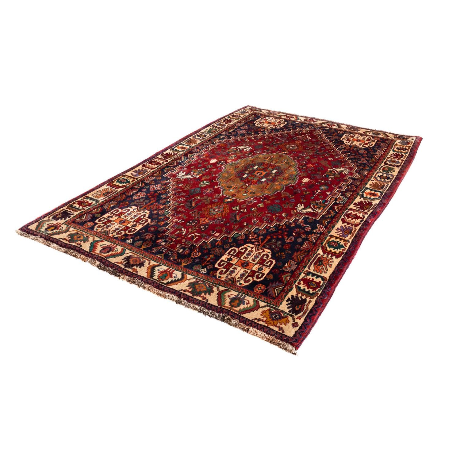 Alfombra persa - Nómada - 242 x 158 cm - rojo oscuro