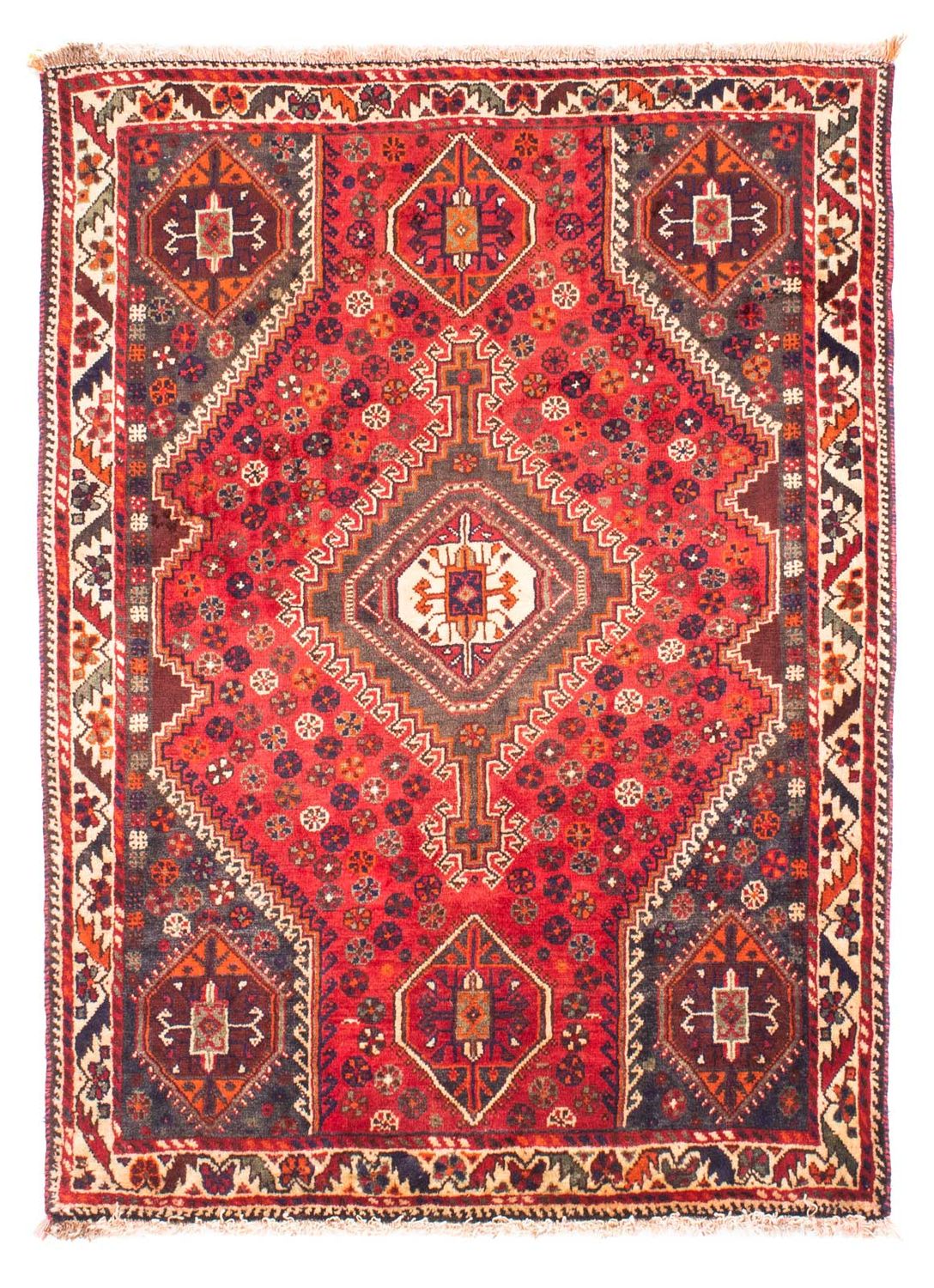 Alfombra persa - Nómada - 159 x 120 cm - rojo oscuro