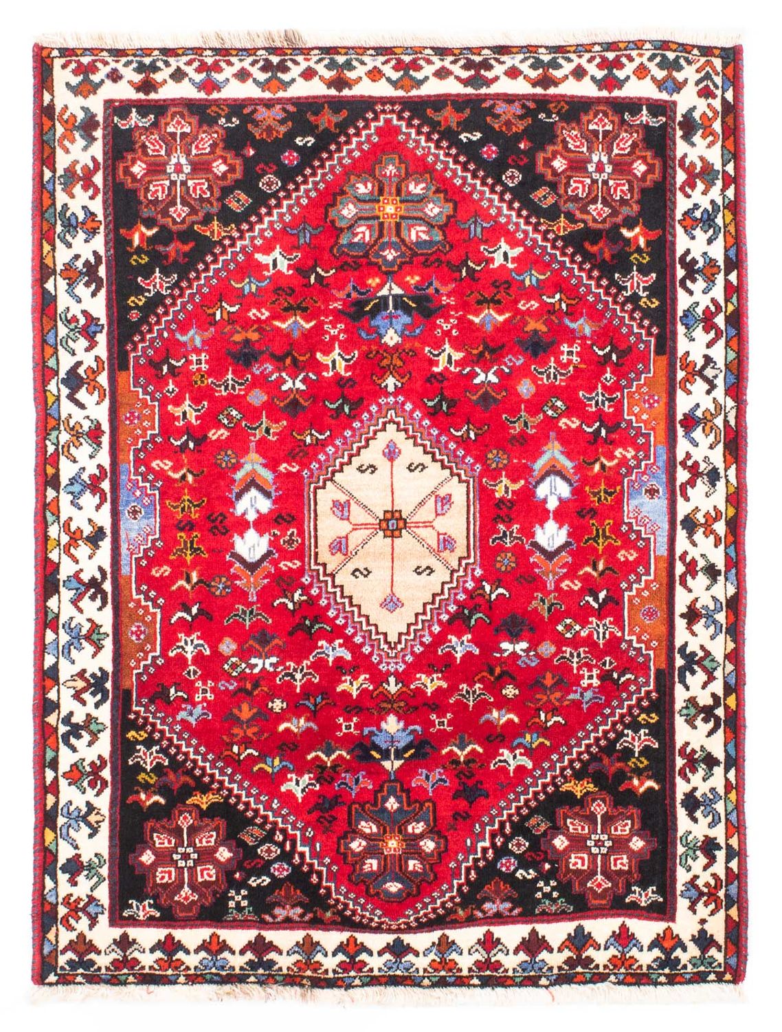 Alfombra persa - Nómada - 155 x 118 cm - rojo oscuro