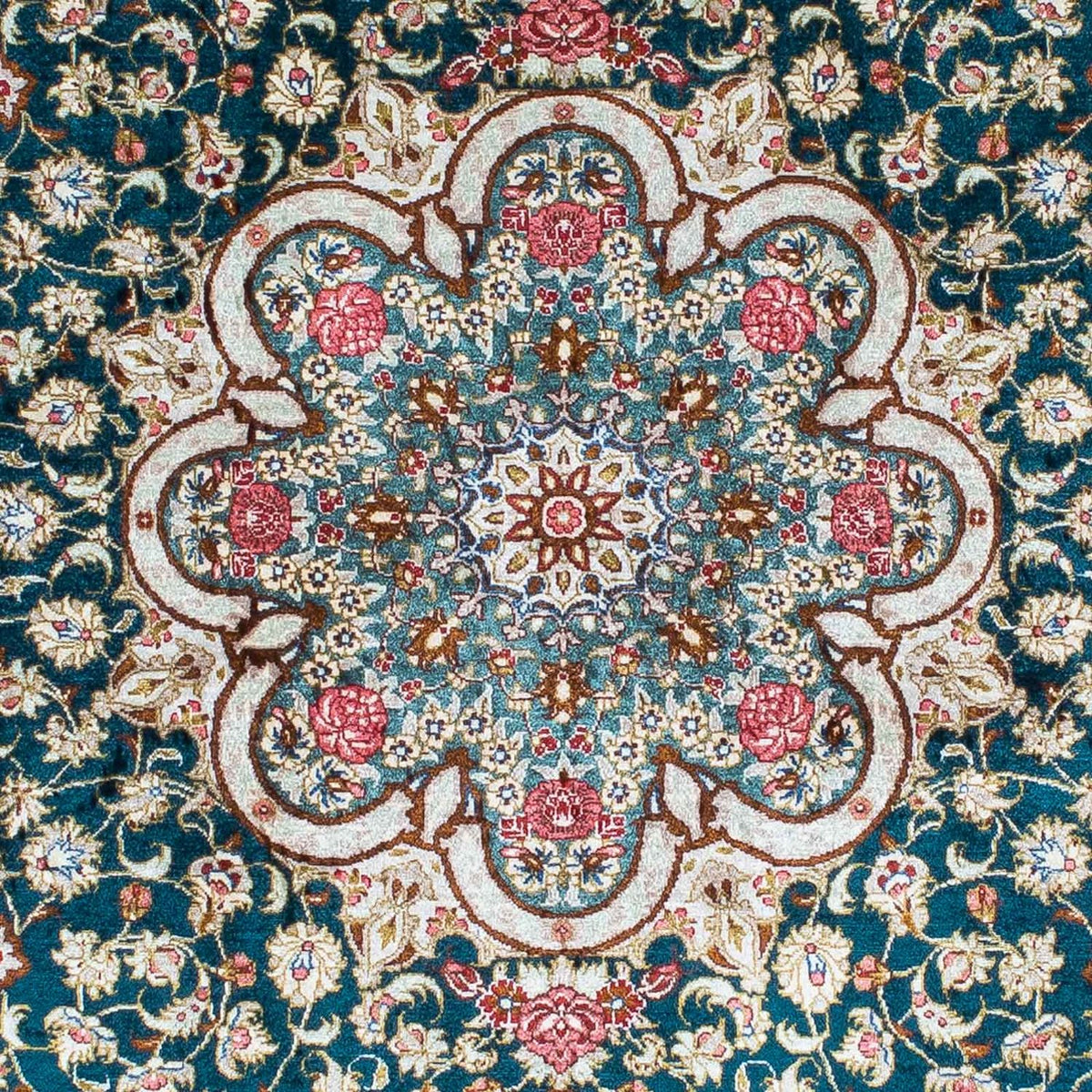 Alfombra persa - Ghom - 150 x 101 cm - verde