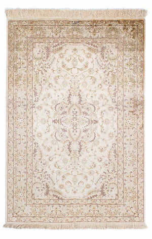 Alfombra persa - Ghom - 147 x 99 cm - beige
