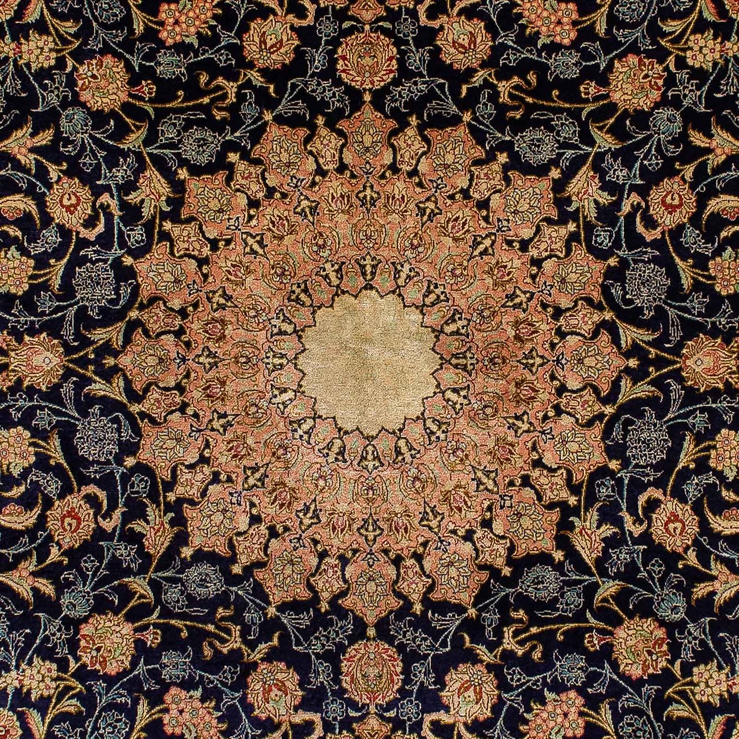 Alfombra de seda - Ghom Seda - Prima - 216 x 132 cm - azul oscuro