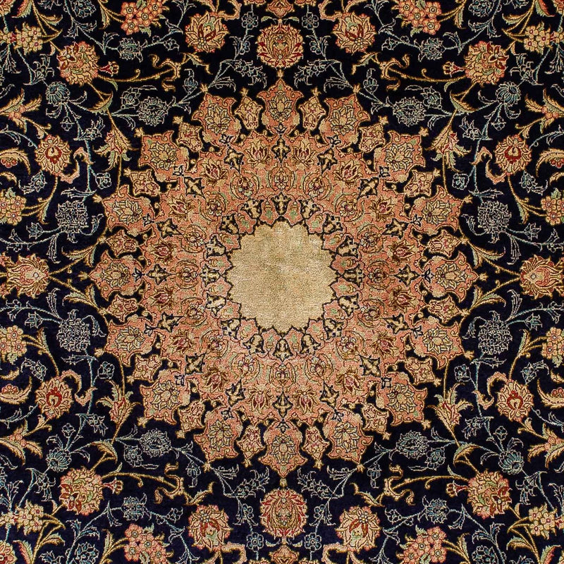 Alfombra de seda - Ghom Seda - Prima - 216 x 132 cm - azul oscuro