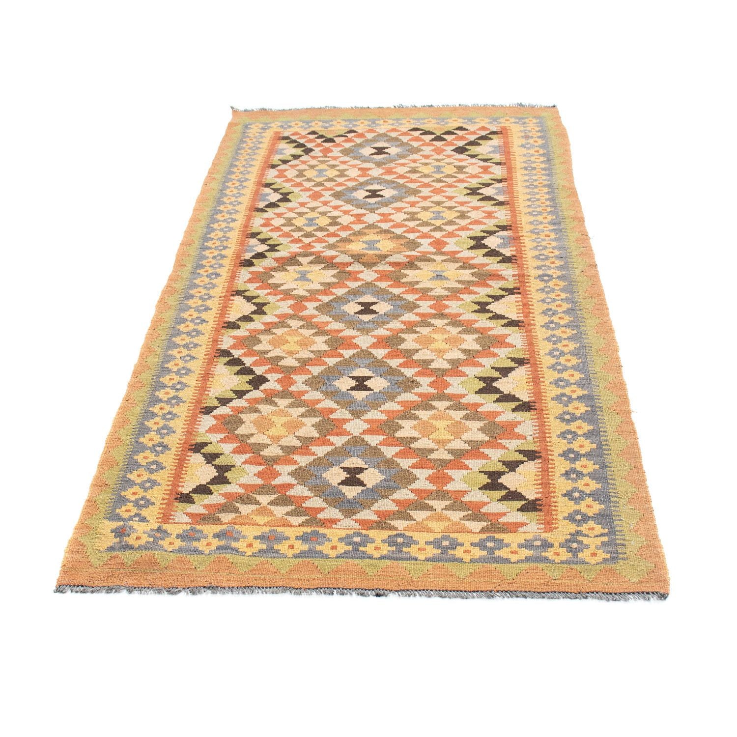 Alfombra de pasillo Alfombra Kelim - Oriental - 200 x 91 cm - marrón claro