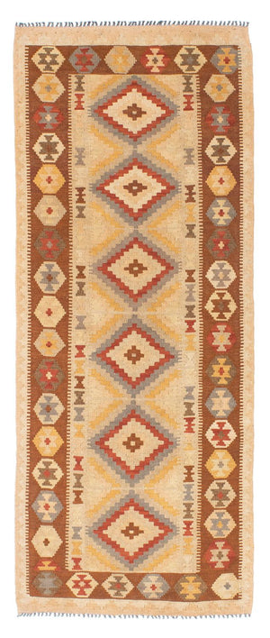 Alfombra de pasillo Alfombra Kelim - Oriental - 200 x 79 cm - marrón claro