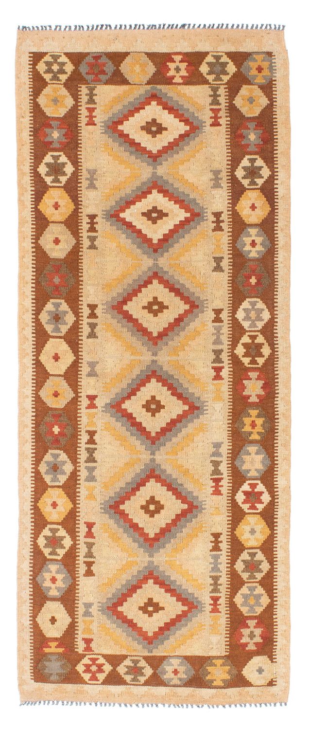 Alfombra de pasillo Alfombra Kelim - Oriental - 200 x 79 cm - marrón claro