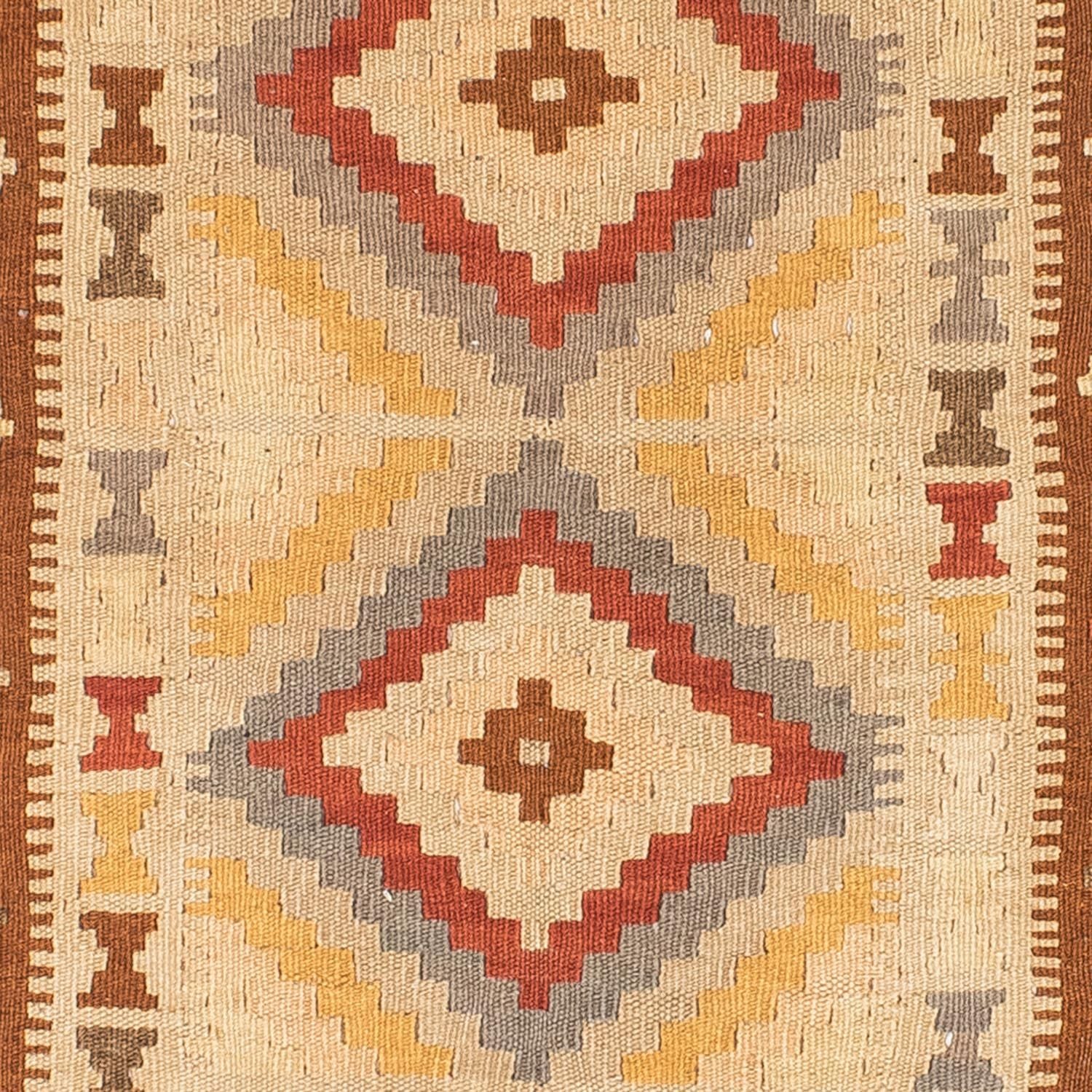 Alfombra de pasillo Alfombra Kelim - Oriental - 200 x 79 cm - marrón claro
