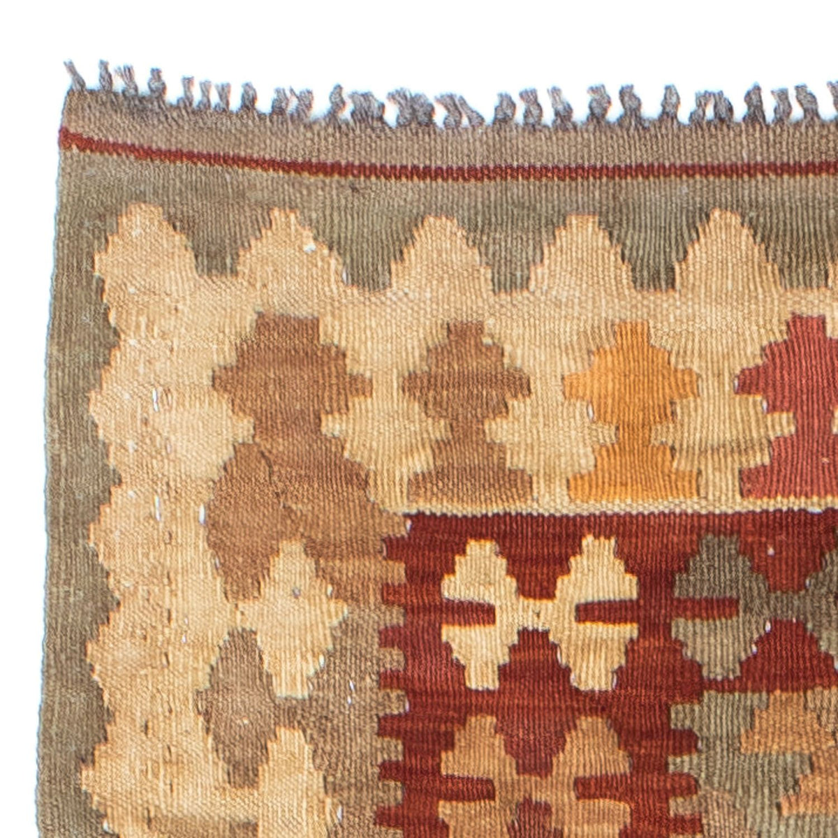 Alfombra de pasillo Alfombra Kelim - Oriental - 198 x 81 cm - marrón claro