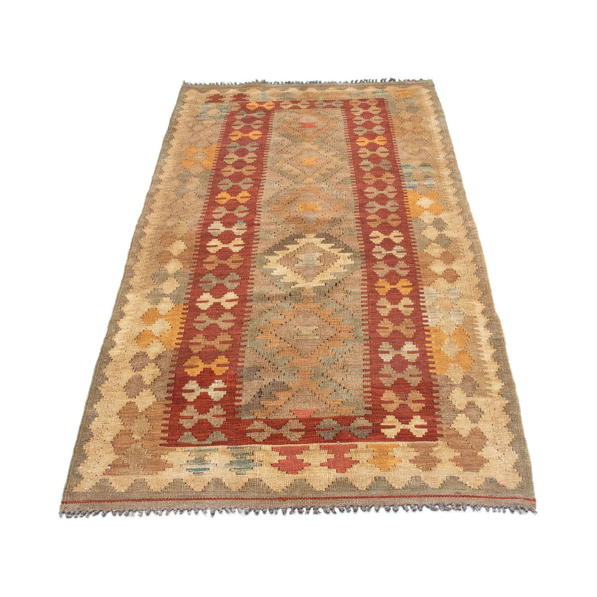 Alfombra de pasillo Alfombra Kelim - Oriental - 198 x 81 cm - marrón claro