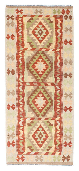 Alfombra de pasillo Alfombra Kelim - Oriental - 196 x 86 cm - beige