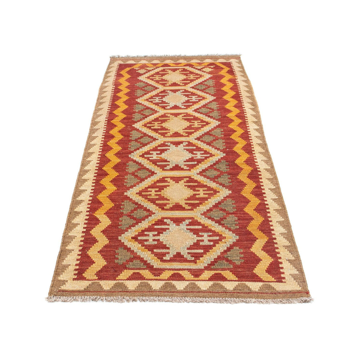 Alfombra de pasillo Alfombra Kelim - Oriental - 196 x 76 cm - marrón claro