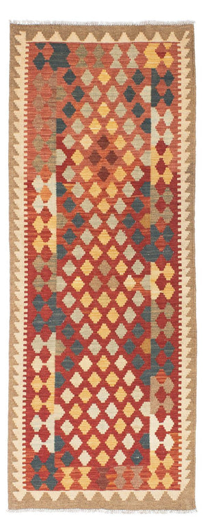 Alfombra de pasillo Alfombra Kelim - Oriental - 198 x 74 cm - rojo claro