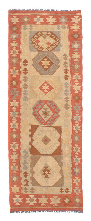 Alfombra de pasillo Alfombra Kelim - Splash - 199 x 67 cm - beige