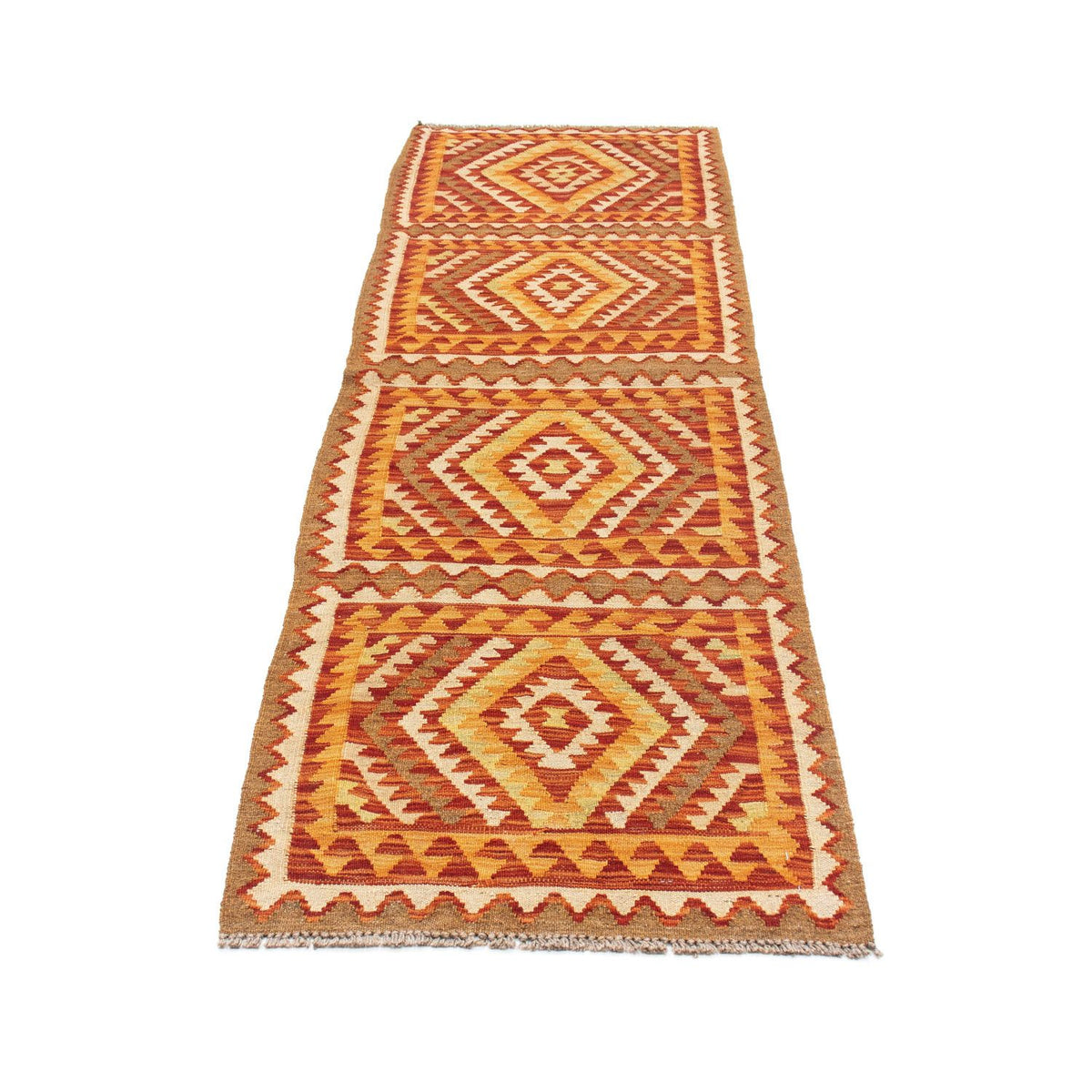 Alfombra de pasillo Alfombra Kelim - Oriental - 231 x 62 cm - marrón