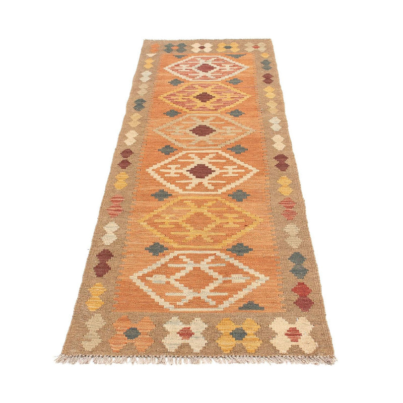 Alfombra de pasillo Alfombra Kelim - Splash - 200 x 62 cm - marrón