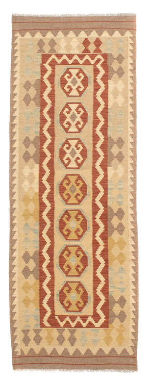 Alfombra de pasillo Alfombra Kelim - Splash - 197 x 68 cm - marrón claro