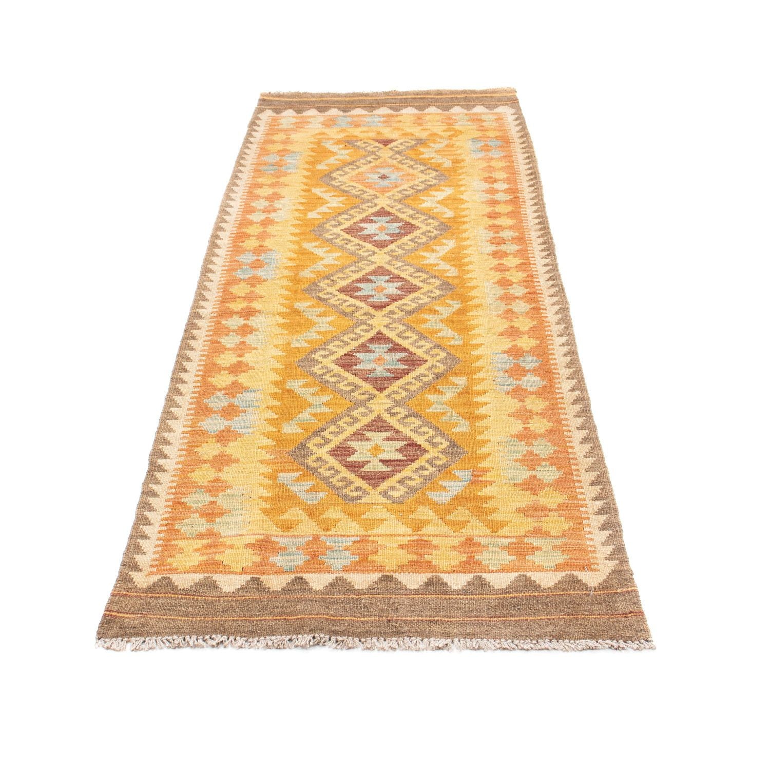 Alfombra de pasillo Alfombra Kelim - Oriental - 209 x 71 cm - oro