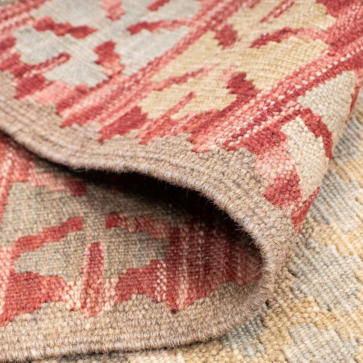 Alfombra de pasillo Alfombra Kelim - Splash - 207 x 66 cm - rojo claro