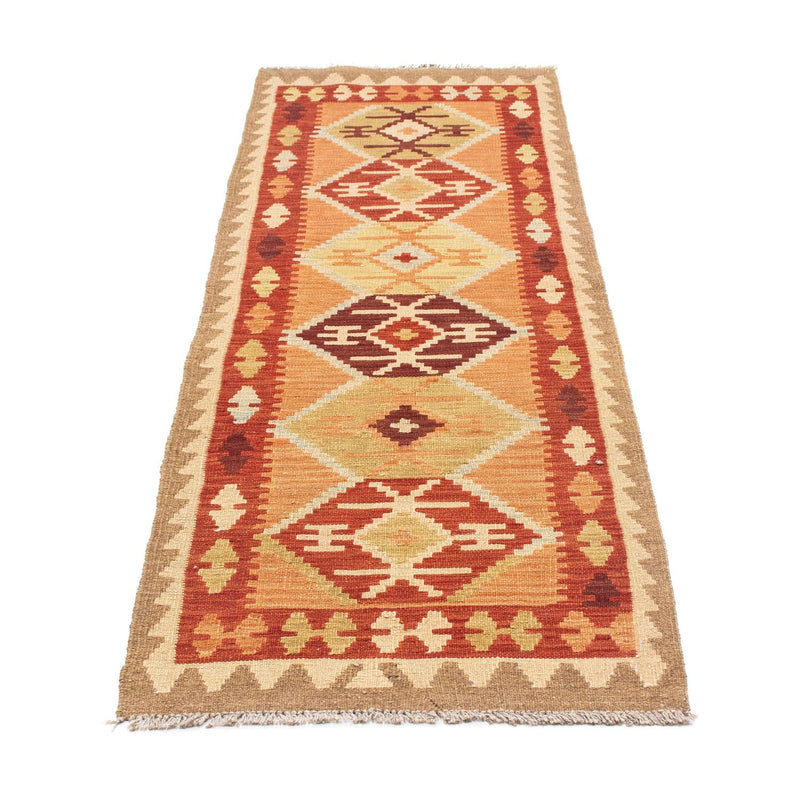 Alfombra de pasillo Alfombra Kelim - Oriental - 201 x 64 cm - marrón claro