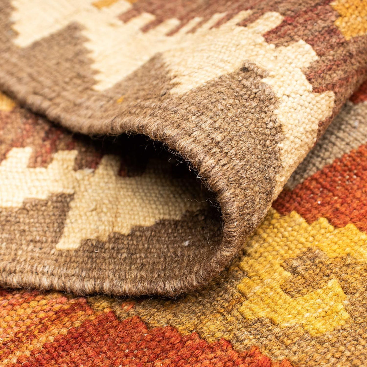 Alfombra de pasillo Alfombra Kelim - Oriental - 203 x 64 cm - marrón claro