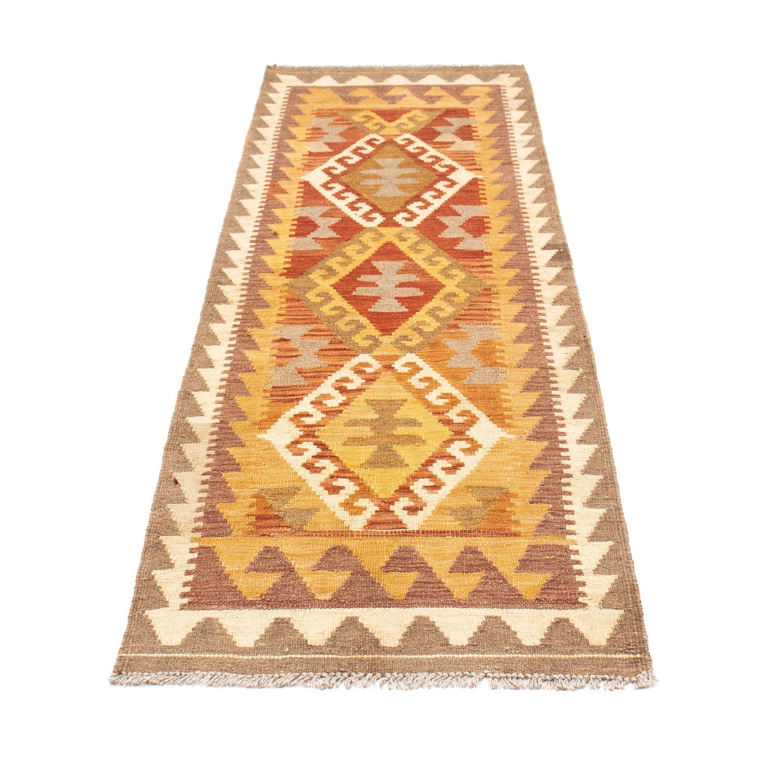 Alfombra de pasillo Alfombra Kelim - Oriental - 203 x 64 cm - marrón claro