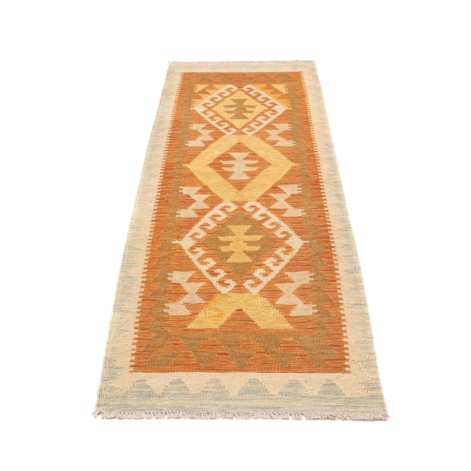 Alfombra de pasillo Alfombra Kelim - Splash - 202 x 62 cm - óxido