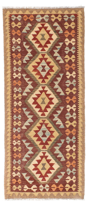 Alfombra de pasillo Alfombra Kelim - Oriental - 192 x 76 cm - marrón